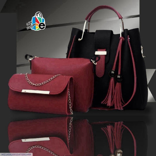 Women's Rexine Plain Hand Bag Set