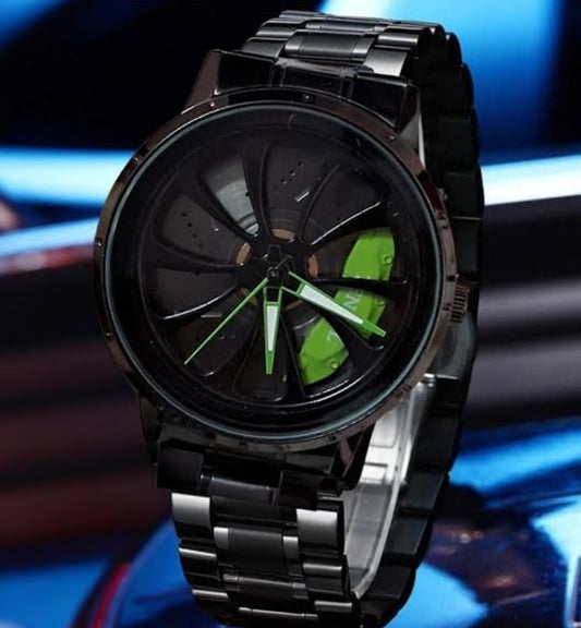 Rotating Wheel Watch – Stylish & Unique Timepiece Car Sport Rim Hub Wheel Wristwatch For Mens (random Color And Random Designs )