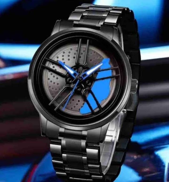 Rotating Wheel Watch – Stylish & Unique Timepiece Car Sport Rim Hub Wheel Wristwatch For Mens (random Color And Random Designs )